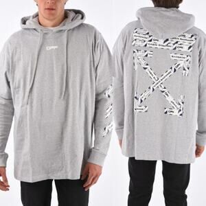Off White 2013 Airport Tape Double Layered Tee Sweatshirt Melange Gray White L